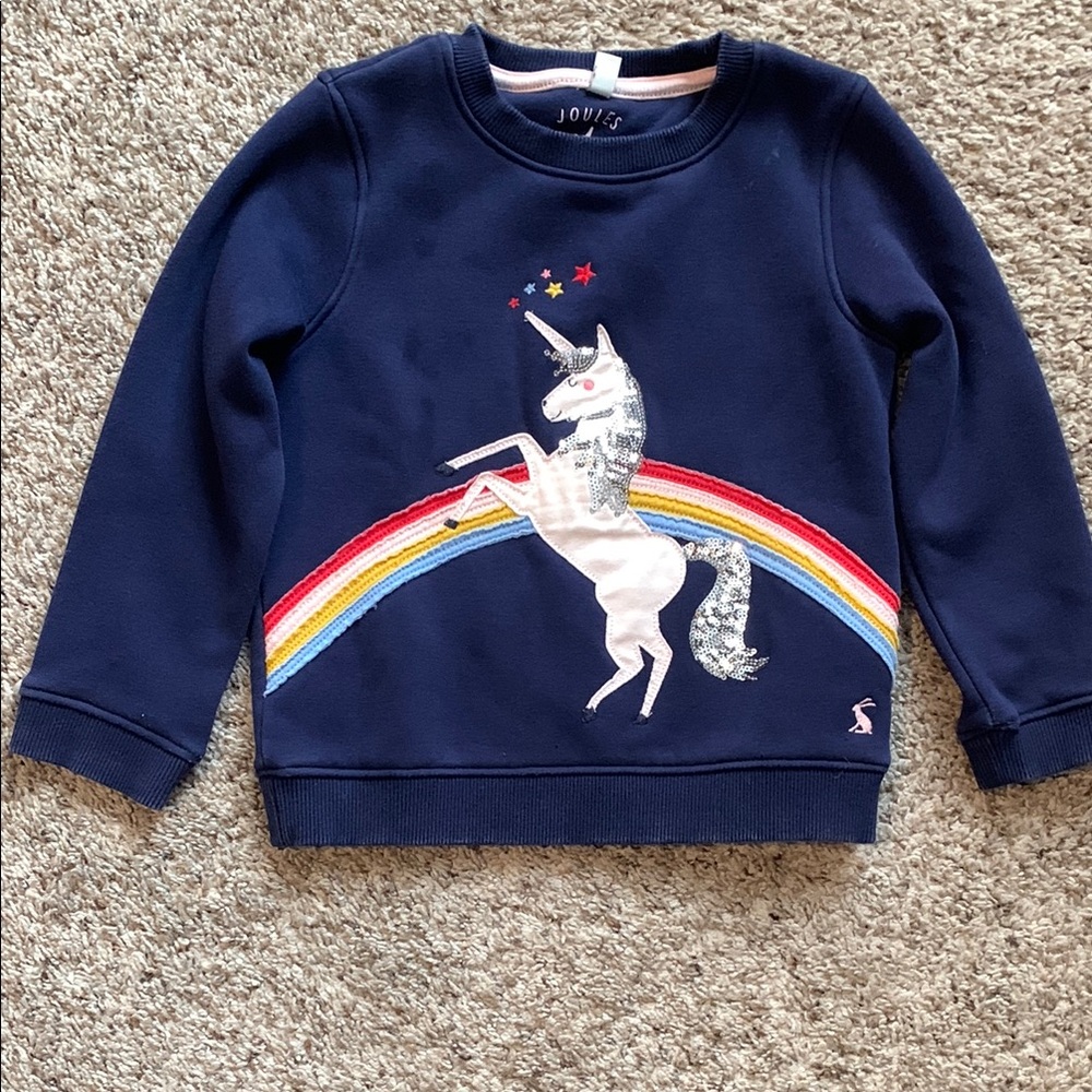Joules Kids Navy Unicorn Sweatshirt size 5
